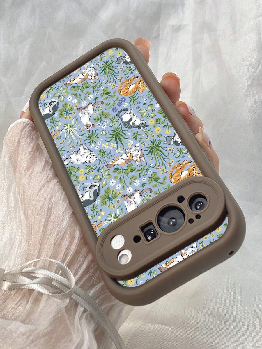 NR147 猫好き必見,対応するPixel 10 9 8 Pro 9A 8A ケース、対応するiPhone17 16 15 14 13 12 11 Pro Max 7 8 16 15 14 Plus 16e 17e 17 Air ケース、フルカメラ保護ソフト TPU ケース、キャンディカラーエンジェルアイラダーマットシリコン肌に優しいタッチフォンケースカバー(女性&女の子向け) - カーキ - チェックする 1