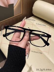 1pc Retro Square Y2K Style Eyeglasses, Cute Daily Wear For Women - Black - View 6