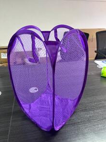 1 pieza Cesta de lavandería plegable, portátil y transpirable de estilo minimalista - Adecuada para el hogar, dormitorio, baño y otros escenarios. Esta cesta de lavandería presenta un diseño de unicolor, ideal para viajes, actividades al aire libre y viajes de negocios. - Neblina azul - Ver 12
