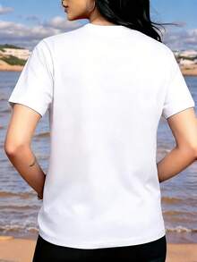 Women's T-Shirt With Fun Print - Casual, Short-Sleeved, Crew Neck, Loose Fit, Machine Washable, Comfortable For All Seasons, Suitable For Casual Wear. | Loose Fit | Long-Lasting Prints, Suitable For Various Holiday Gifts, Shipped From Local Warehouse 2026. - 白色 - 查看 2