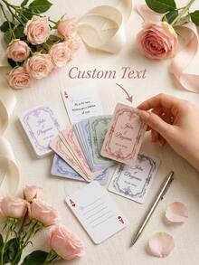 54pcs Customized Wedding Poker Guest Message Cards, Personalized Floral Decorative Border Wedding Blessing Cards, Multi-Color Bridal Shower Souvenir Cards, Suitable For Wedding Guest Book, Bridal Shower Events, Wedding Reception Decoration - Multicolor - View 10