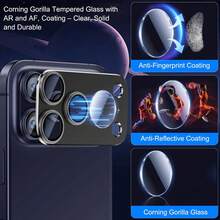 1 Set Metal Tempered Glass Rear Camera Screen Cover Compatible With IPhone 17 Pro Max 17Pro 17e 16e 16 15 14 Plus 13 12 11 Pro Max Camera Lens Protector Strong Adsorption Case-Friendly - Clear - View 2
