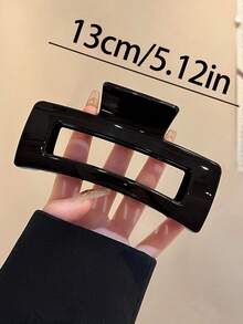 1个女士13厘米/5.12英寸超大黑色发爪夹，轻巧塑料材质，时尚百搭，简约优雅风格，纯色发饰，适合日常、休闲、派对、通勤、海滩、盘发、马尾辫、洗脸、化妆等场合，可搭配各种服饰，是海滩度假发夹的理想之选。 - 黑色 - 查看 2