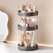 360 Degree Rotating Makeup Organizer - Plastic Multi-Layer Storage Rack, Suitable For Skincare, Cosmetics, Kitchen Spices, And Bathroom Essentials, Great For Vanity, Countertop Display, Bathroom, Kitchen | Modern Aesthetic | Durable Plastic, Bathroom Storage Rack - Storage Rack - View 6