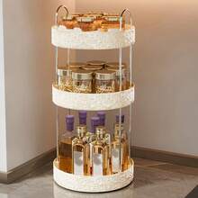 360 Degree Rotating Makeup Organizer - Plastic Multi-Layer Storage Rack, Suitable For Skincare, Cosmetics, Kitchen Spices, And Bathroom Essentials, Great For Vanity, Countertop Display, Bathroom, Kitchen | Modern Aesthetic | Durable Plastic, Bathroom Storage Rack - Storage Rack - View 12