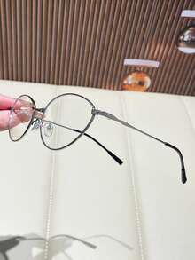 1 Pair Frameless Metal Minimalist Fashion Non-Prescription Glasses, Suitable For Reading, Office, Party, Fashion Item, Photography Accessory - Silver - View 2