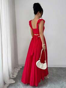 Women's Casual Summer Dress With Polka Dot Print, Bohemian Style, Loose Fit, Mid-Length, For Beach Vacation - 紅色 - 查看 6
