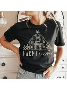 Camiseta estilo granjero, camiseta para mamá casera, regalo para amantes de las gallinas, camiseta para mamá granjera, jardinera de patio trasero, camiseta para mamá profesora en casa, estampado natural de mamá, ropa de diseñador de verano de manga corta y cuello redondo, a la moda, versátil, suave, con estampado de estilo urbano, informal, unisex, transpirable, cómoda, ropa deportiva casual para mujeres y hombres. - Negro - Ver 6