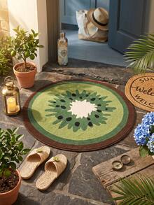 1pc Round Kiwi Fruit Pattern Doormat, Suitable For Bathroom And Living Room Decor, Funny Design, Bathroom Mat, Bathroom Carpet, Doormat, Small Rug, Carpet, Mat, Home Decor, Area Rug, Outdoor Mat, Home Decor, Area Carpet, Bedroom Carpet, Washable Rug - A - View 5