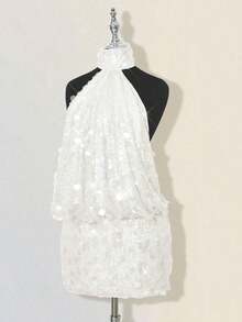 ICON High Neck Backless Mini Bodycon Dress,Club Outfits Women Sexy - Blanco - Ver 8