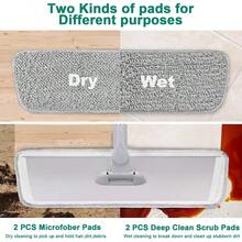 18 Professional Microfiber Mop Floor Cleaning System, Flat Mops With Stainless Steel Handle, 4 Reusable Washable Mop Pads, Wet And Dust Mopping Hardwood, Vinyl, Laminate (White - Trắng & xám - Xem 4