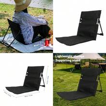 Fockety Silla de Playa Portátil con Respaldo Respaldo de Cama Ajustable Silla de Cama Sillón de Playa Plegable y Transpirable para Acampar Al Aire Libre Tomar el Sol - Negro - Ver 1