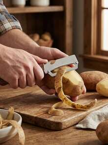 1pc Multifunctional Stainless Steel Peeler With Wooden Handle, High Quality Durable And Easy To Clean, Suitable For Various Fruits And Vegetables, Essential Kitchen Tool, Random Color - Multicolor - View 7
