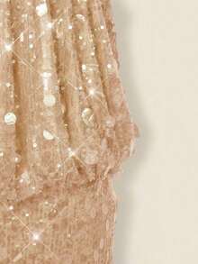 Vestido mini ajustado de cuello alto y espalda descubierta - Albaricoque - Ver 6