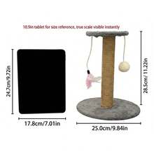 Poste rascador vertical para gatos, hecho de cuerda de sisal resistente para evitar el desprendimiento de residuos, permite que los gatos se entretengan y pasen el tiempo. Árbol pequeño para gatos adecuado para apartamentos, incluye pompones y juguetes con plumas, un gran regalo para gatitos. - Marrón - Ver 7
