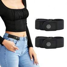 2/4 Peças Cinto com Cós Elástico, Cinto Ajustável Sem Fivela, Adequado para Denim, Cinto Elástico Invisível, Unissex, Cintura Emagrecedora - Design Confortável Sem Fivela, Ajustável e Elástico, Ajuste Perfeito para Denim e Calças - Realce o Contorno do Seu Corpo, Cinto Elástico Vintage - Sem Fivela, Ajuste Invisível, Unissex, Estiramento Confortável, Tamanho Universal - Multicolorido - Visão 5