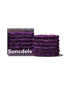 SUNCDELV SLIK 22mm 100% 桑蚕丝发圈 6 件套，无缝自然女士发圈，升级柔软触感发饰 - 彩色 - 查看 21
