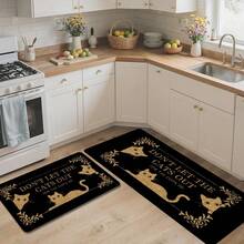 1pc 3D Printed Cat Pattern Linen Kitchen Rug, Doormat, Bath Mat, Suitable For Living Room, Bedroom, Hallway, Bathroom, Laundry Room - Polyester Carpet For Indoor And Outdoor Home Decor - Multicolor - View 3