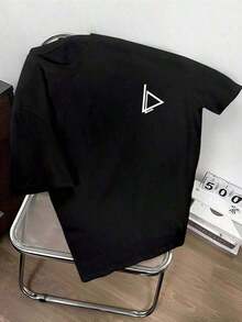 Camiseta redonda para hombre de estampado geométrico - Negro - Ver 12