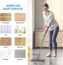 Microfiber Flat Mop For All Floors - Wet & Dry Cleaning For Laminate, Wood, Vinyl, Tile, Kitchen, Bathroom & Walls - Includes 3 Washable Chenille Pads - 100 cái - Xem 5