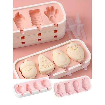 1 Peça Molde de Silicone para Pudim/Sorvete - Formato Cartoon (Animais, Frutas) Fabricante de Sorvete Doméstico, Leve e Fácil de Usar, Essencial para o Verão