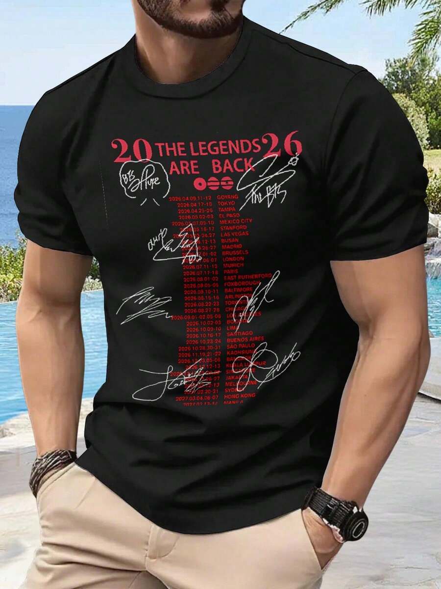 Herren T Shirt Sommer Mode Lässig Bequem Atmungsaktiv  Neues Design - Black - View 1