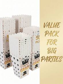 Black & Gold Congrats Grad Foldable Popcorn Boxes Graduation Party Favors - Graduation Gift Box - View 7