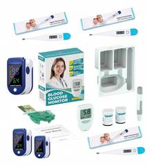 High-Precision Glucometer With 50 Test Strips, Oximeter And Thermometer - White - View 11