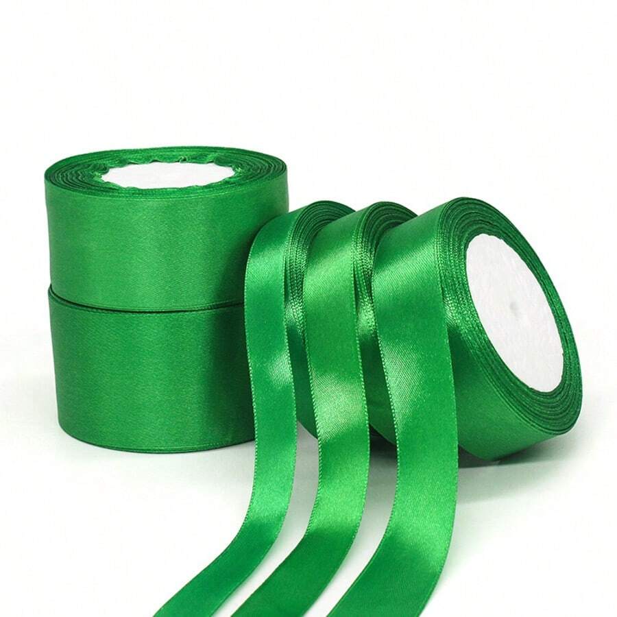 25 Yards Green Satin Ribbon, Suitable For Gift Wrapping, Bow Making, Bouquets, Wreaths, DIY Crafts, Sewing Projects, Baby Showers And Weddings - Multicolor - View 1