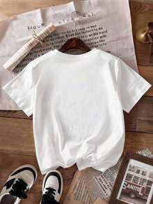 Embroidered "Boy Mom" T-Shirt - Unisex Crew Neck T-Shirt, Suitable For Mom's Busy And Comfortable Life | Mother's Day Gift T-Shirt For Women - 白色 - 查看 2