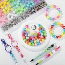 290pcs Beads For Pens, 14mm Focal Beads Pen Making Kit For Keychains Beadable Pens, Rainbow Chunky Bubblegum Acrylic Beads With Rhinestone Rondelle Spacer Bead For DIY Craft Supplies - #2 14mm + #2 Hạt acrylic - Xem 3