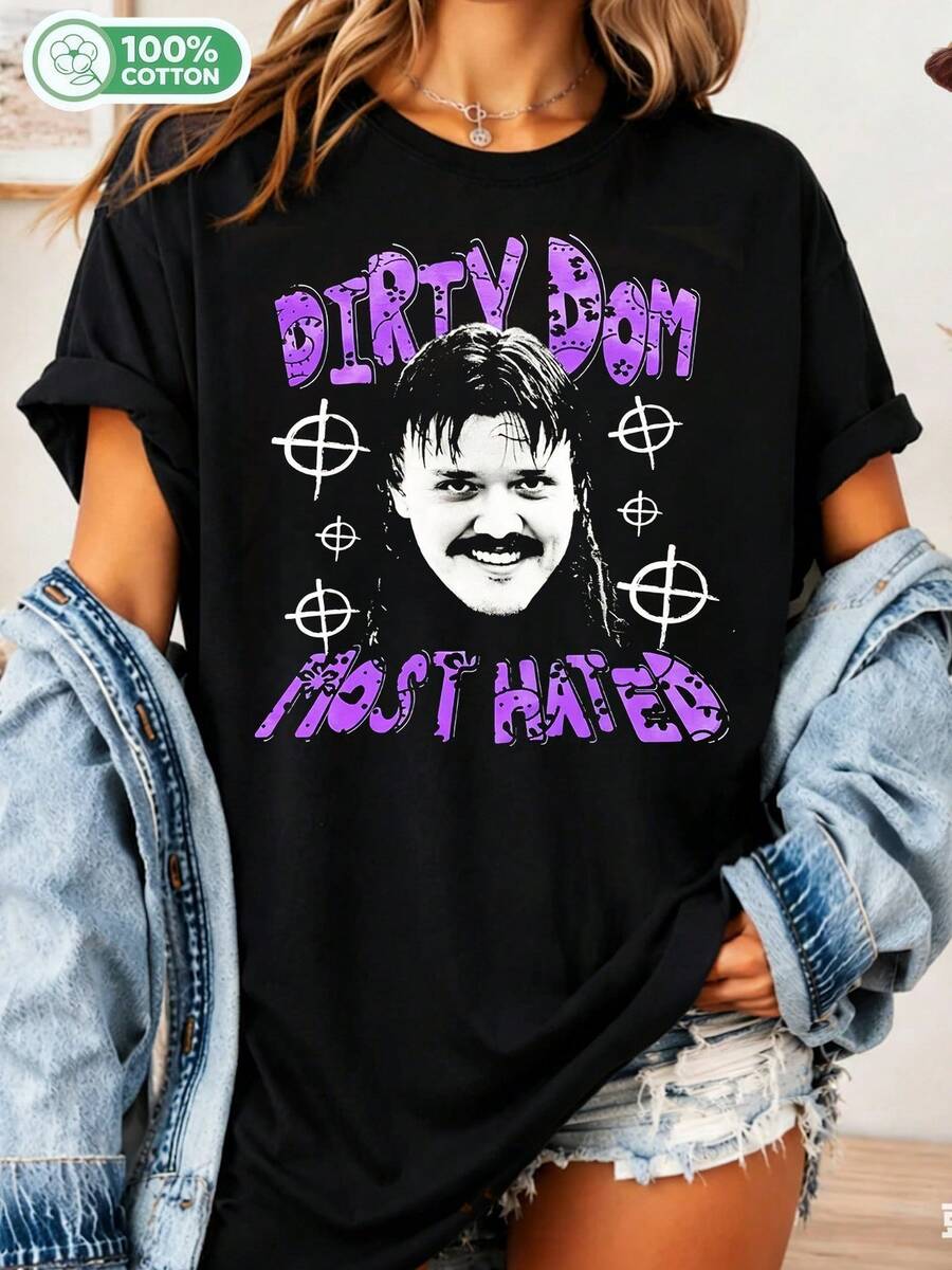 Dominik Mysterio Dirty Dom Graphic T-Shirt, Unisex Cotton WWWE Pro Wrestler T-Shirt, Streetwear Top For Wrestling Fans - Black - View 1