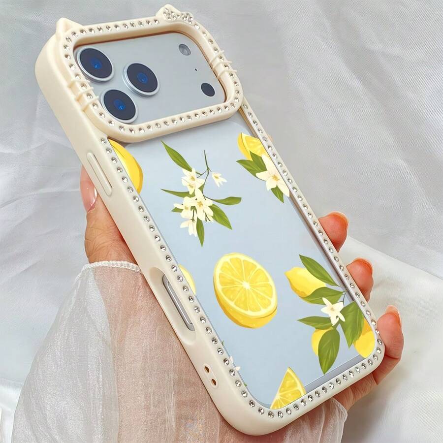スマホケースラインストーンフレーム猫耳透明ケースキラキラ女性向けスマホケース傷防止カメラレンズ保護耐衝撃クリア/ラインストーン付き/ソフトTPU苹果17proMax/17pro/17/11/12/13/14/15/15Pro/15PluS/15ProMax/16/16Pro/16PluS/16ProMax/高級感おしゃれインスタ映えかわいい/レトロ/ガーリー - 黄色 - チェックする 1