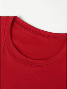 1 Piece 180g Unisex Short-Sleeved Crew Neck Loose-Fitting T-Shirts, Designed By Y2K Artists In The Bababask Style, Made From 100% Pure Cotton. They Are Casual And Versatile, Suitable For Streetwear, Everyday Wear, Camping, Concerts, Hip-Hop, Rock, And Rap Events, Featuring Celebrity Prints. Ideal For Festivals, Autumn, And Year-Round Wear. Cherry Leopard Print - 紅色 - 查看 3