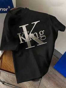 Camiseta minimalista de ciudad con letra para hombres - Negro 3 - Ver 5