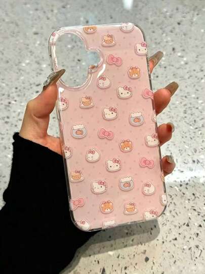 SANRIO 三丽鸥 1 件装新款韩版波点全屏 Hello Kitty 3D 立体透明波点蝴蝶结手机壳，兼容 17/17 Pro/17 PM/16/16 Pro/16 PM/15/15 Pro/15 PM，防震，也适用于 14 Pro Max/14 Pro/14/13 Pro Max/13 Pro/12 Pro Max/12 Pro/11/11 Pro Max。时尚手机壳保护套，卡通少女风，送给女朋友、闺蜜或夏季生日的理想礼物。
