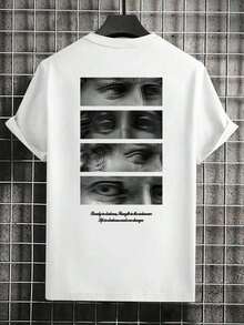 Camiseta de hombre de ajuste ceñido, de poliéster ligero, con cuello redondo y estampado gráfico de eslogan de verano - Negro - Ver 10