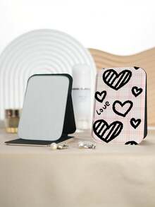1pc Y2K Graffiti Series Compact Makeup Mirror, Foldable, Ultra-Thin, Portable, Durable PU Leather, Suitable For Travel, Gatherings, Work, School, Suitable For All Ages - Multicolor - View 12