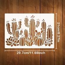1个A4仙人掌模板 - 可重复使用的工艺模板，适用于绘画、剪贴簿、拼贴画、墙面艺术、家具、项目、仙人掌装饰、家居装饰，材质耐用，切割精准 - 單件 - 查看 2