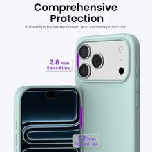 Ốp lưng bảo vệ toàn thân 3 lớp bằng silicon lỏng mềm mại cho iPhone 17, 17 Air, 17 Pro, 17 Pro Max, chống sốc, chống trầy xước, lớp lót microfiber, tương thích với iPhone 13, 11, 16 Pro Max, 15, 14 Plus, 12 Mini, XS Max, 7, 8 Plus - hạt dẻ cười - Xem 10