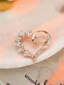 1 pieza Broche dorado con forma de corazón de strass, accesorio exagerado para vestido de fiesta de vacaciones - amar - Ver 4