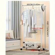 1 pieza Perchero rodante ajustable de varilla doble y varios niveles - Organizador de ropa de metal autoportante con estantes y ganchos laterales, fácil de mover, adecuado para almacenamiento en el hogar, dormitorio, armario, organización de tiendas minoristas, estructura de marco resistente - Multicolor - Ver 13
