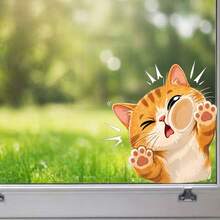 Cute Orange Cat Car Sticker - Funny Cartoon Broken Glass Cat Waterproof Removable UV-Resistant Self-Adhesive Car Truck SUV Van Rear Window And Side Window Sticker - Cat Window Sticker - View 4