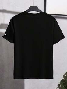 Camiseta minimalista de ciudad con letra para hombres - Negro - Ver 2