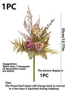 1/3 Bunch Artificial Flowers Silk Peony Bouquet Lavender For Wedding Party Decor, Fake Plants, Spring Autumn Winter Decoration, Room, Desk, Garden Decor, Room Decor Supplies Bridal Bouquet - Autumn Pink - View 2
