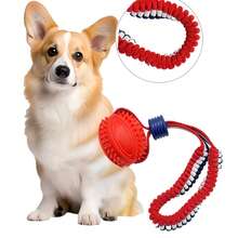 Jouet de balle à nœud en corde pour chien avec poignée, balle de football en os pour animal de compagnie avec cordon élastique, balle de mastication et de dentition durable pour l'entraînement à la mastication, jeu de maintien pour chiot, tir à la corde, rapporter, lancer, entraînement pour chiens de taille moyenne et petite, balle élastique en TPR, entraînement à l'agilité, jouet puzzle interactif, jouets pour chiens pour les masticateurs agressifs - Multicolore - Voir 7