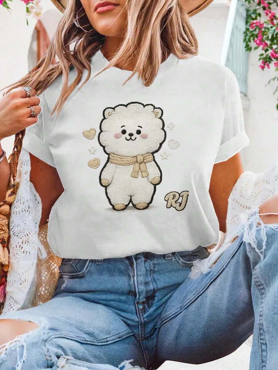 Damen T Shirt Sommermode Rundhals Bequem Must Have Neue Kollektion Casual Everyday Fashion - 白色 - 查看 1