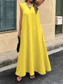Women Midi Dresses - 黃色 - 查看 3