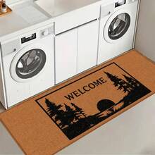 1pc Forest Pattern Printed Linen Kitchen Rug, Bathroom Mat, Doormat, 3D Printed Rectangle Carpet For Living Room, Bedroom, Hallway, Bathroom, Laundry Room - Polyester Rug For Indoor And Outdoor Home Decor - Multicolor - View 5