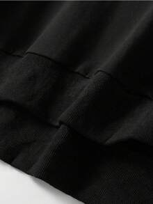 Sudadera con capucha para hombre, cuello redondo, con un pequeño logo estampado en el pecho, diseño creativo, tejido cómodo y suave apto para todas las estaciones, envío local. - Negro - Ver 3